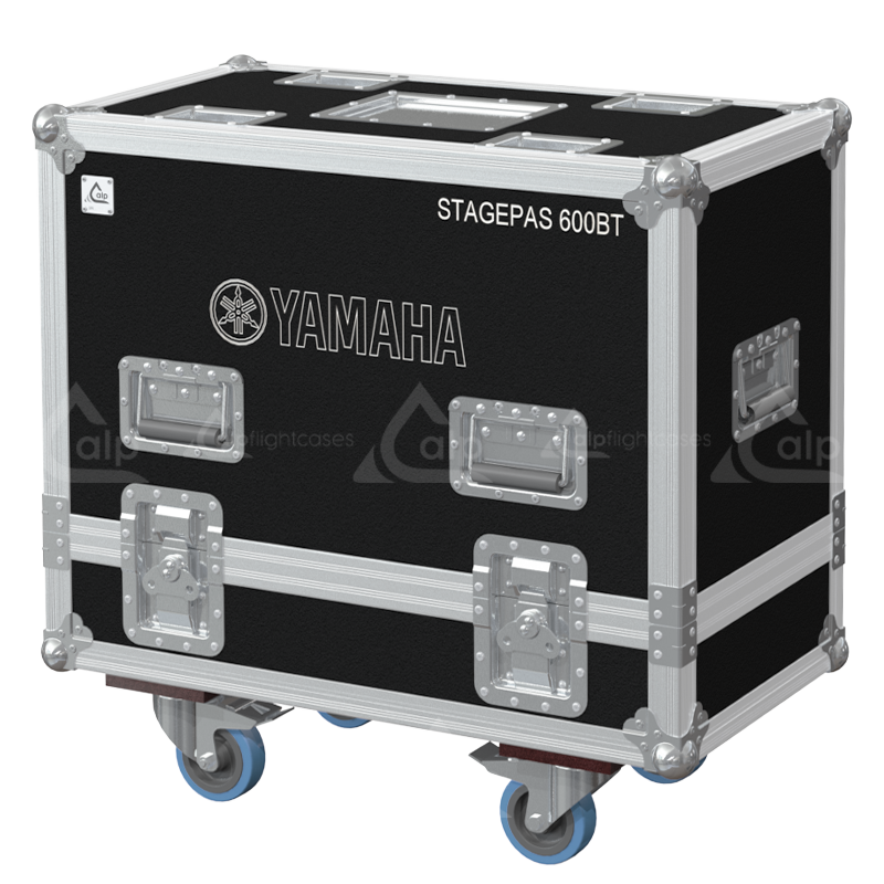 Front view of the twin touring flight case for Yamaha STAGEPAS 600BT portable PA system by ALP Flight Cases