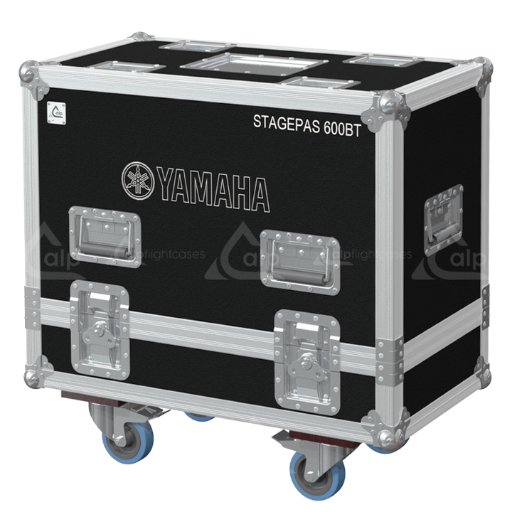 Front view of the twin touring flight case for Yamaha STAGEPAS 600BT portable PA system by ALP Flight Cases