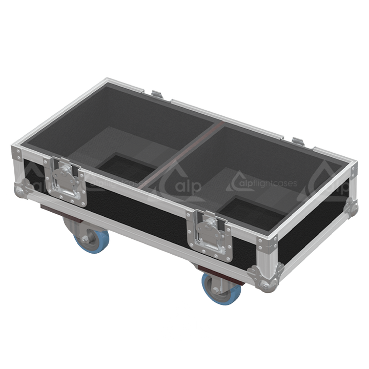 Empty interior of the flight case for Yamaha STAGEPAS 600BT showing precision CNC-cut foam for speakers and accessories