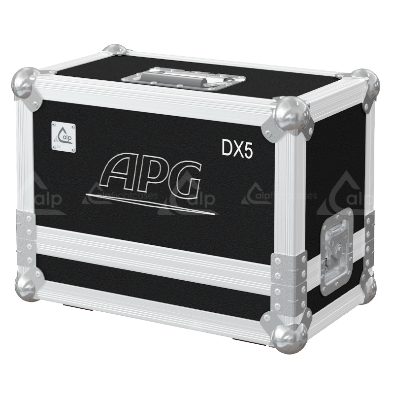 Front view of the flight case for 2x APG DX5 audio speakers by ALP Flight Cases