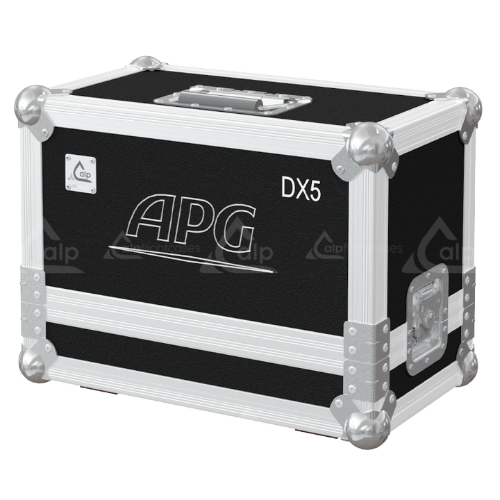 Front view of the flight case for 2x APG DX5 audio speakers by ALP Flight Cases