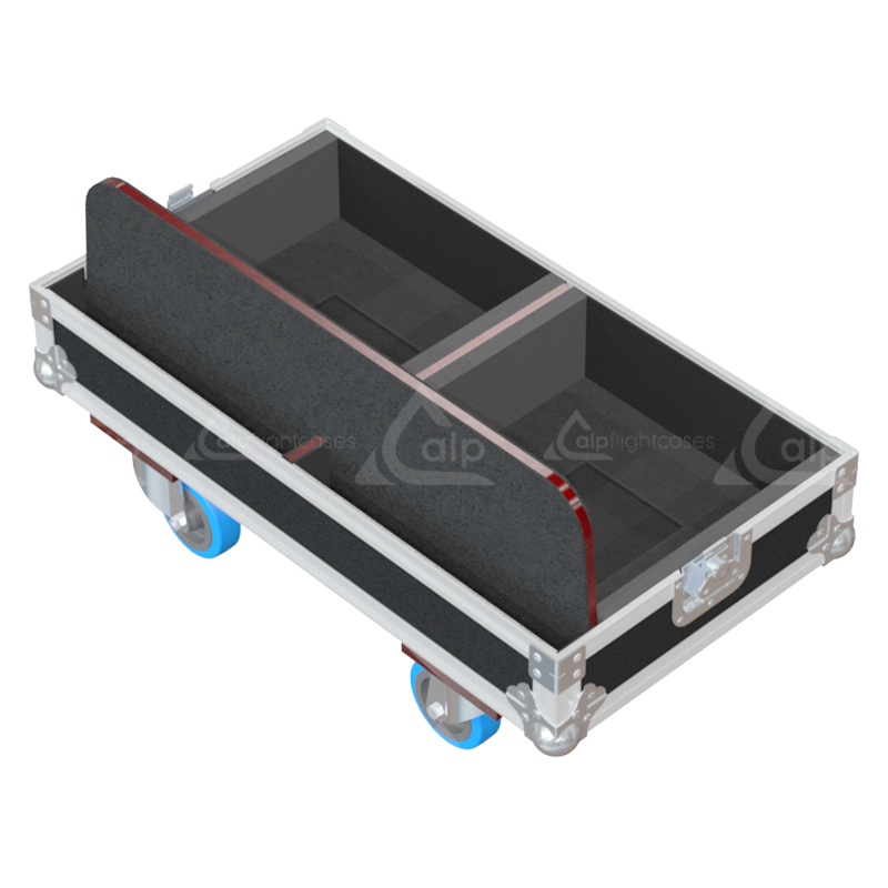 Rear View with Empty interior of the flight case for 2x NEXO IDS108 showing precision CNC-cut foam for subwoofer protection