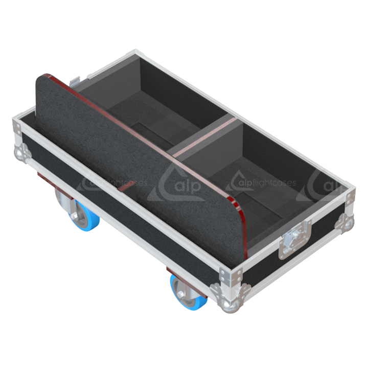 Rear View with Empty interior of the flight case for 2x NEXO IDS108 showing precision CNC-cut foam for subwoofer protection