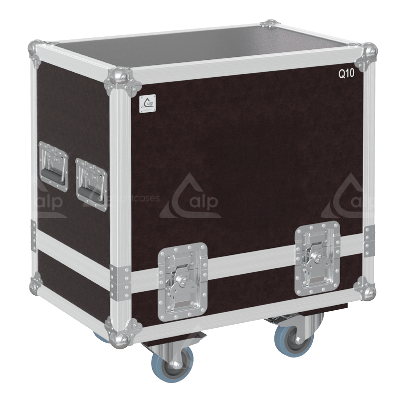 Front view of the twin touring flight case for 2x d&b audiotechnik Q10 speakers by ALP Flight Cases