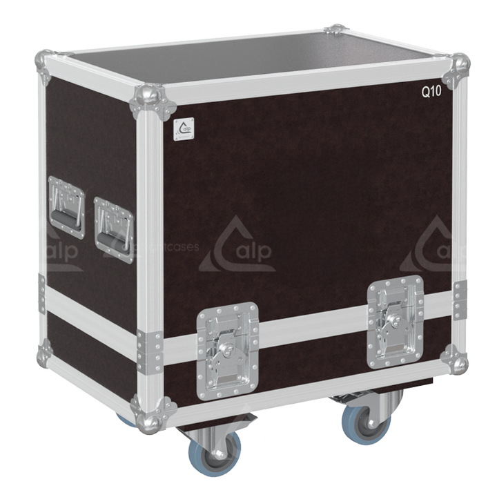 Front view of the twin touring flight case for 2x d&b audiotechnik Q10 speakers by ALP Flight Cases