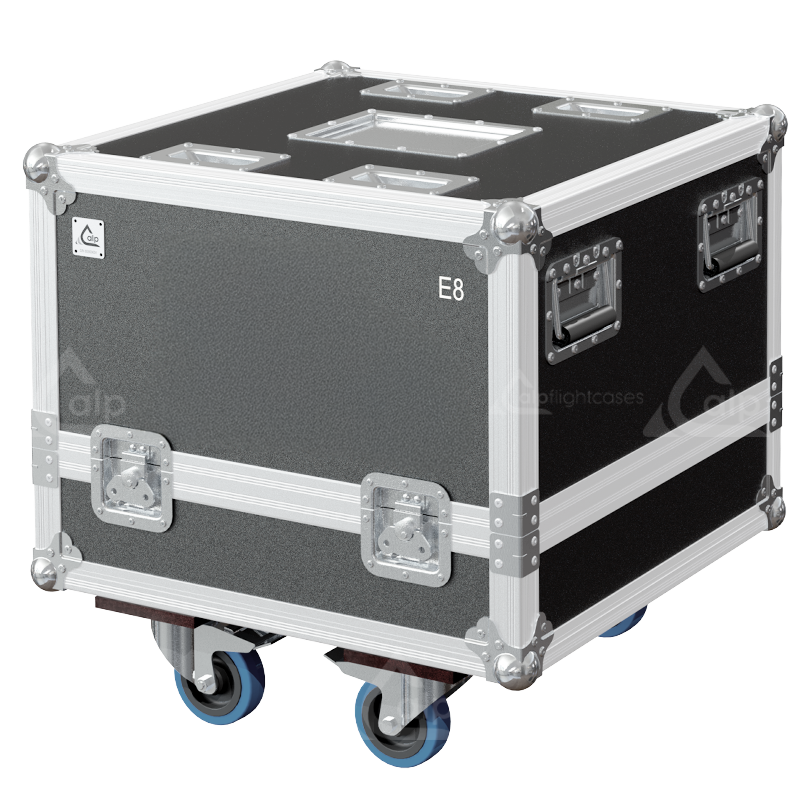 Front view of the 4-way touring flight case for 4x d&b audiotechnik E8 speakers by ALP Flight Cases