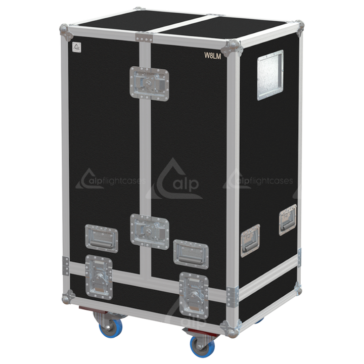 Front view of the professional line array flight case for 4x Martin Audio W8LM and Flying Frame by ALP Flight Cases