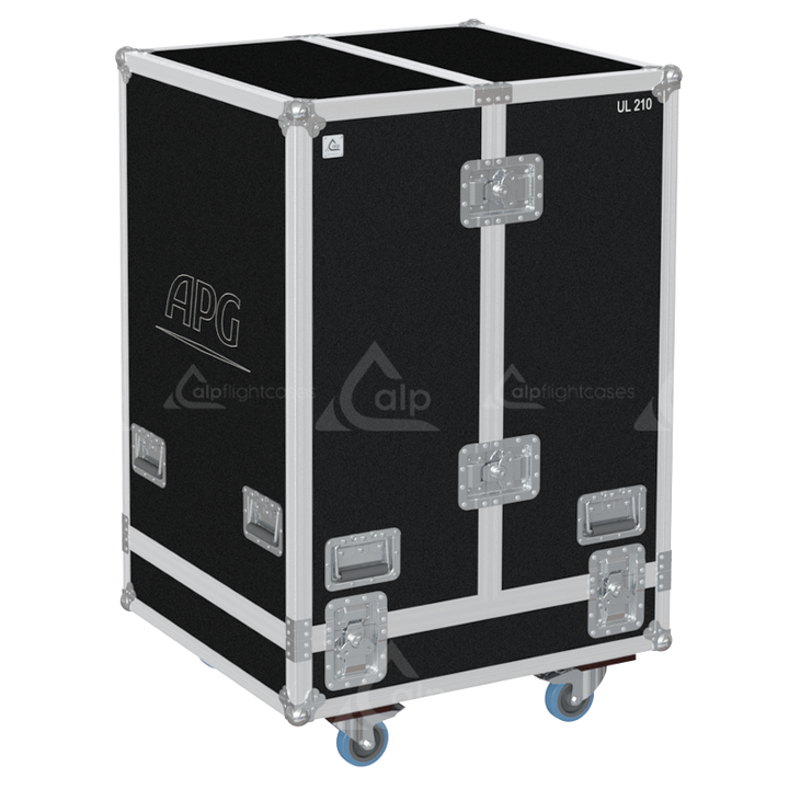 Front view of the 4-way touring flight case for 4x APG Uniline UL210 line array speakers by ALP Flight Cases