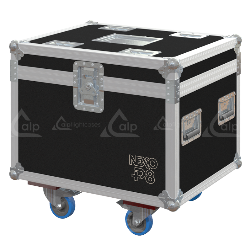 Front view of the 4-way touring flight case for 4x NEXO P8 coaxial speakers by ALP Flight Cases