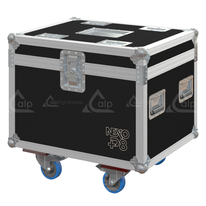 Front view of the 4-way touring flight case for 4x NEXO P8 coaxial speakers by ALP Flight Cases