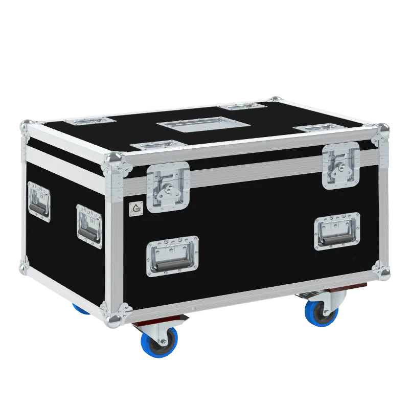 ALP FLIGHT CASES front view of Galaxis G-Flame wireless flame projector flight case with heavy-duty touring hardware and wheels