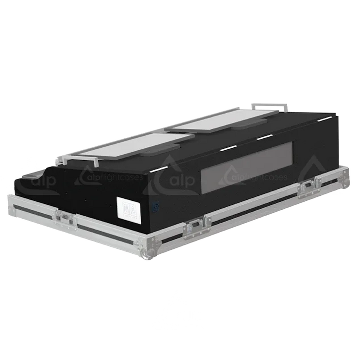 ALP FLIGHT CASES GRANDMA3 ONPC COMMAND WING + FADER WING + SUP LCD + LED - WHEELS BACK VIEW FLIGHT CASE