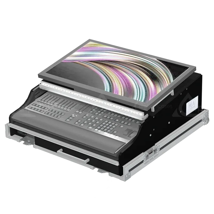 GRANDMA3 ONPC COMMAND WING + SUP LCD +LED - WHEELS FLIGHT CASE LATERAL SIDE VIEW CLOSED