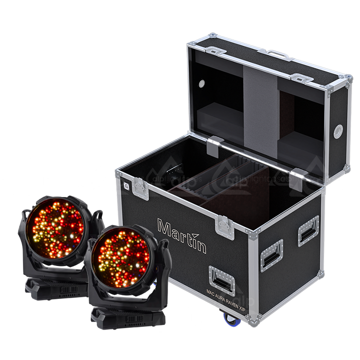 ALP FLIGHT CASES 2x Martin MAC AURA RAVEN XIP WITHOUT FOAM - WHEELS