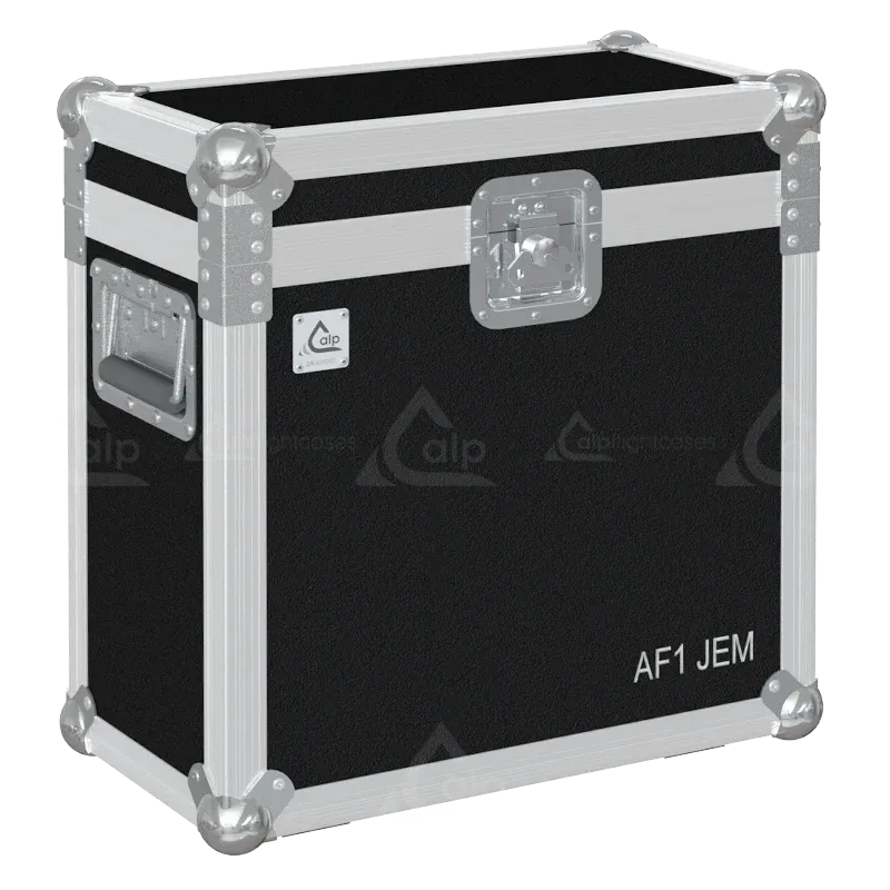 ALP FLIGHT CASES front view of Martin JEM AF-1 MkII fan flight case with heavy-duty touring hardware and 100mm wheels