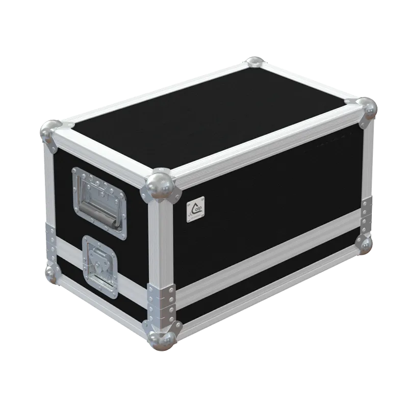 ALP FLIGHT CASES front view of Martin JEM ZR35 smoke machine flight case with heavy-duty touring hardware and wheels