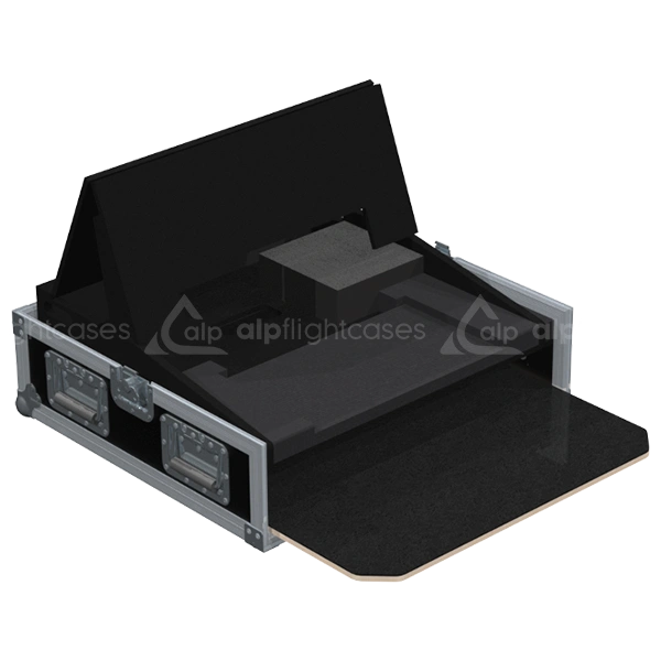 MARTIN M-TOUCH + PC + KEYBOARD + DISPLAY - 2 DOORS OPEN SIDE VIEW FLIGHT CASE