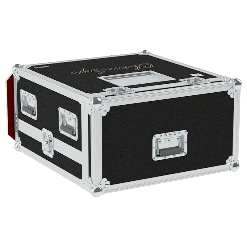 CHAMSYS MQ60 + DISPLAY - WHEELS TOP SIDE VIEW FLIGHT CASE