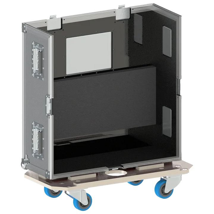 CHAMSYS MQ60 + DISPLAY - WHEELS UP FRONT SIDE VIEW FLIGHT CASE