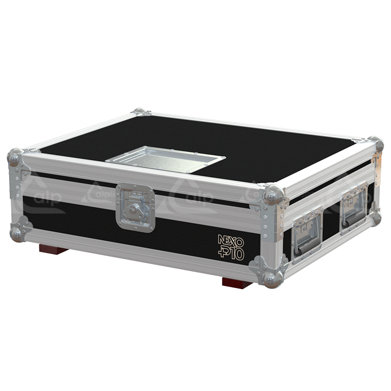 Front view of the professional touring flight case for 2x NEXO P10 Bumper rigging accessories by ALP Flight Cases