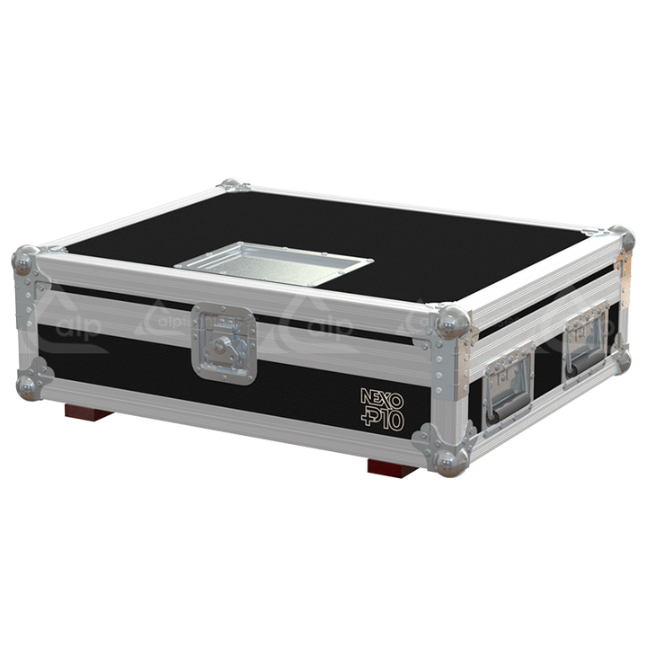 Front view of the professional touring flight case for 2x NEXO P10 Bumper rigging accessories by ALP Flight Cases