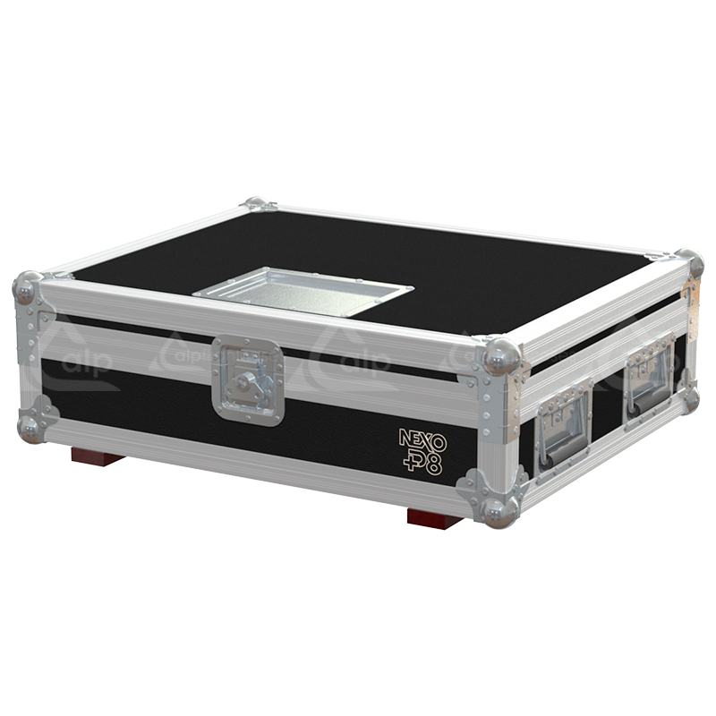 Front view of the professional touring flight case for 4x NEXO P8 Bumper rigging accessories by ALP Flight Cases
