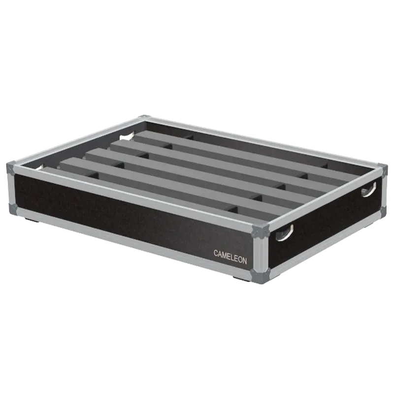 4x Showtec Cameleon Bar 24/3 LED washers stored in ALP lighting flight case with custom CNC foam compartments