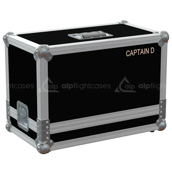 Front view of Smoke Factory Captain D flight case with wheels and heavy-duty touring hardware