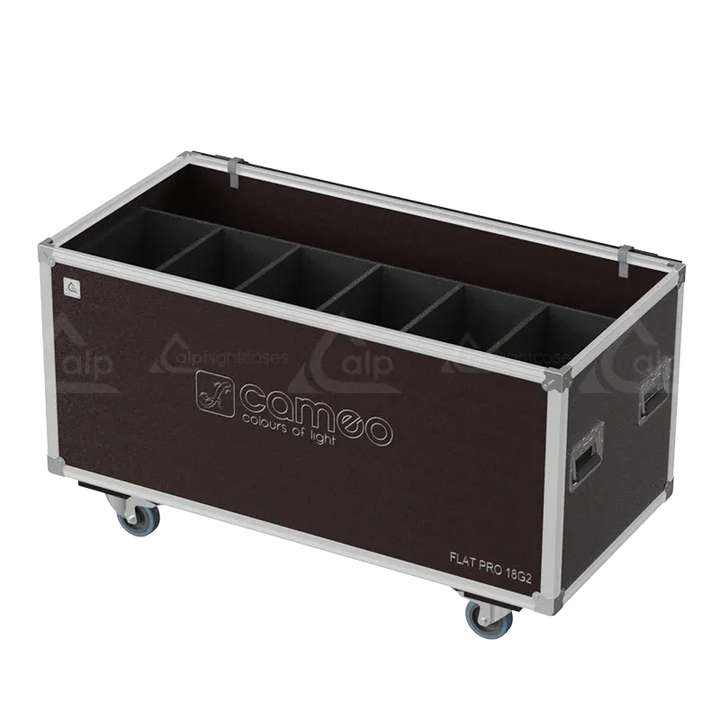 Empty Speedy-Box for 6x Cameo FLAT PRO 18 G2 showing precision-cut slots and reinforced interior