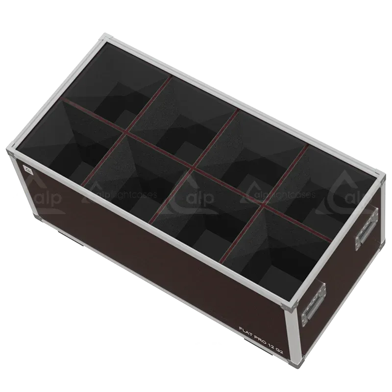 Empty Speedy-Box for 8x Cameo FLAT PRO 12 G2 showing precision-cut slots and reinforced interior