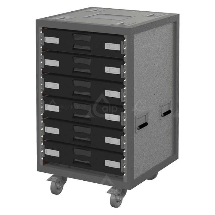 <tc>ALP FLIGHT CASES STRUCTURE CHARIOT RACK RENT 12U - ROULETTES</tc>