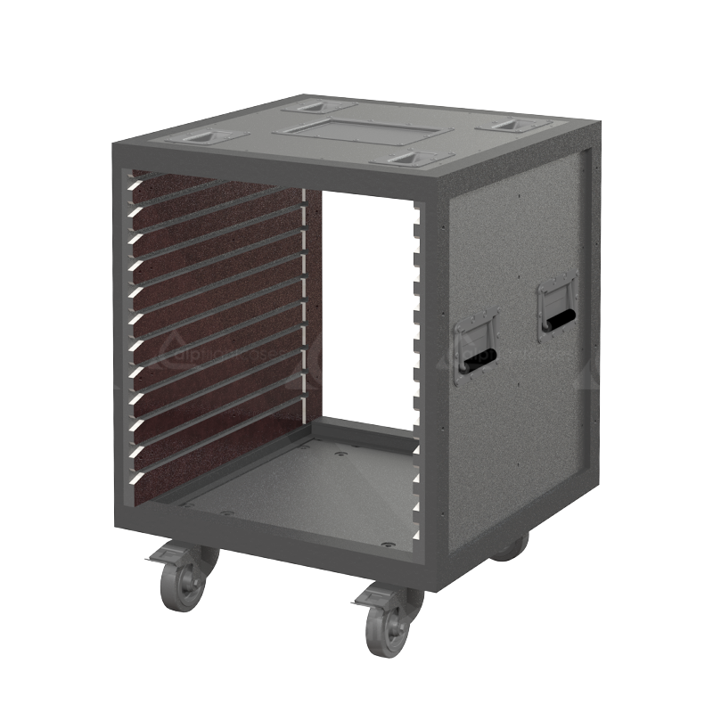 <tc>ALP FLIGHT CASES STRUCTURE CHARIOT RACK RENT 8U - ROULETTES</tc>