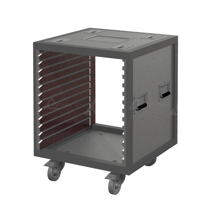 <tc>ALP FLIGHT CASES STRUCTURE CHARIOT RACK RENT 8U - ROULETTES</tc>