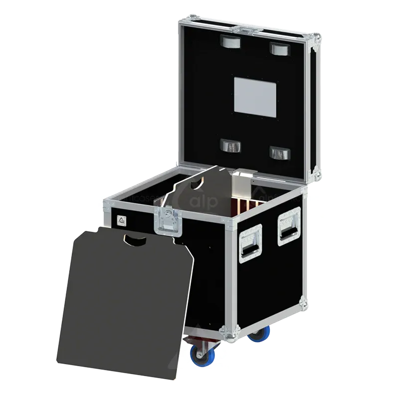 Trunk Pro 600x600x600mm interior view of ALP flight case with protective lining