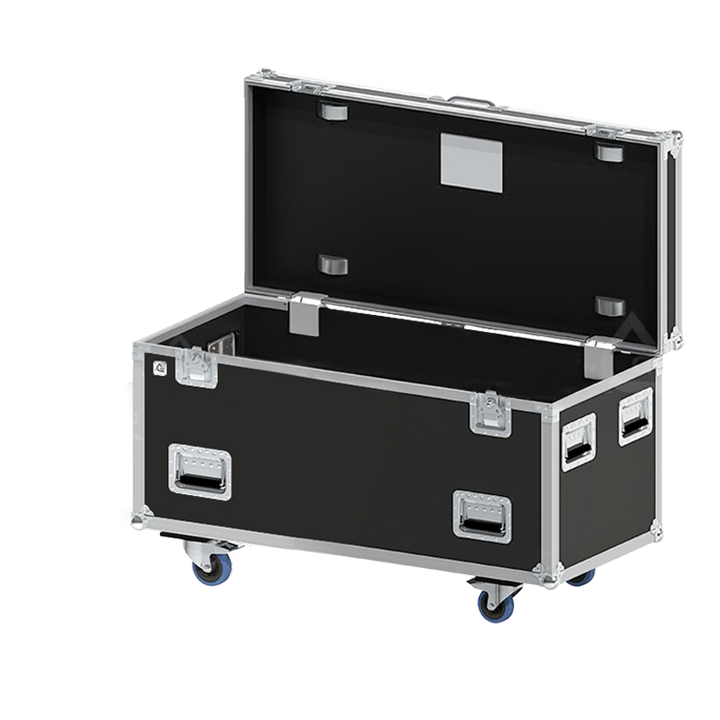 Empty interior of the 1200x600x600mm flight case trunk highlighting its reinforced 10mm birch plywood walls