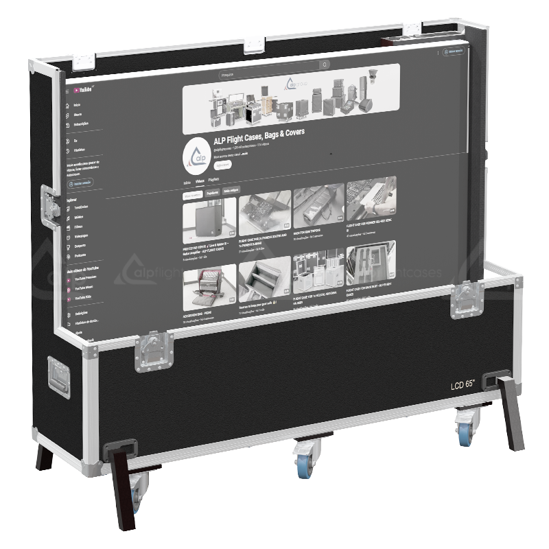Flight Case 1x LCD LIFT 55" - 65" WITH MOTOR - WHEELS