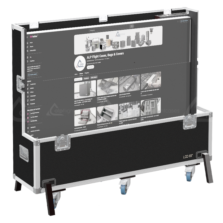Flight Case 1x LCD LIFT 55" - 65" WITH MOTOR - WHEELS