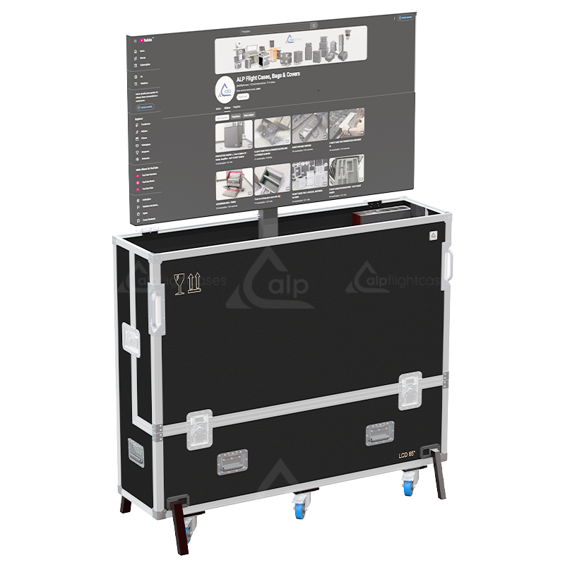 <tc><transcy>ALP FLIGHT CASES 1x LCD ÉLÉVATEUR 55" - 65" AVEC MOTEUR - ROULETTES</transcy></tc>