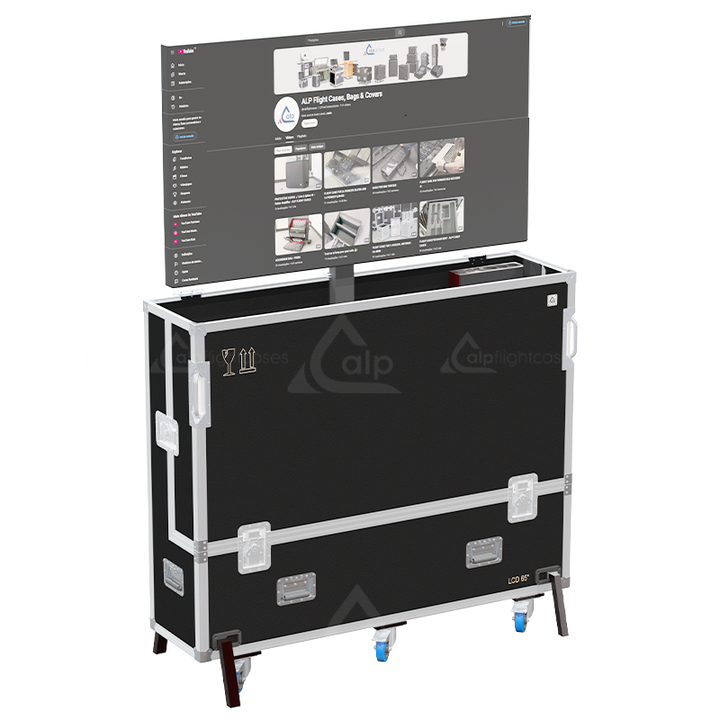 <tc><transcy>ALP FLIGHT CASES 1x LCD ÉLÉVATEUR 55" - 65" AVEC MOTEUR - ROULETTES</transcy></tc>