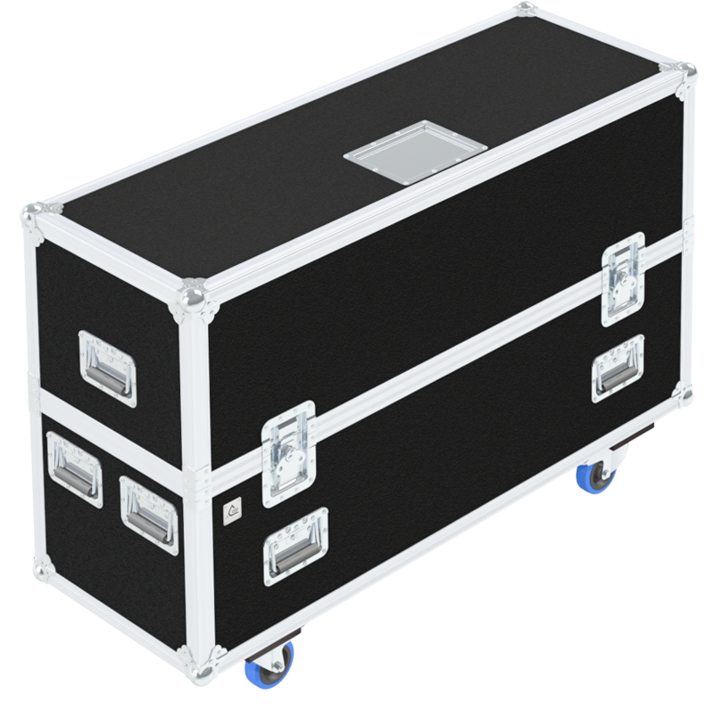 Flight Case PRO 2x DISPLAYS ADJUSTABLE 32"- 46" - WHEELS