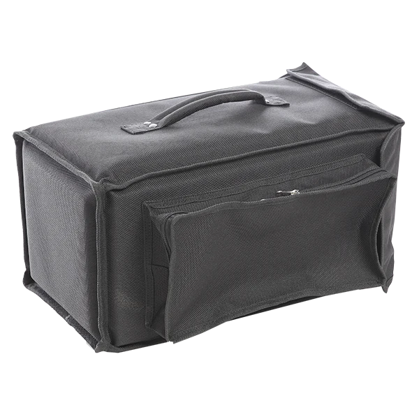 Front left perspective view of the 1500D Cordura rack bag for the dLive CDM32