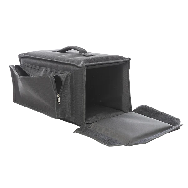 View of the open rack bag without the equipment, highlighting the interior structure and Velcro closures