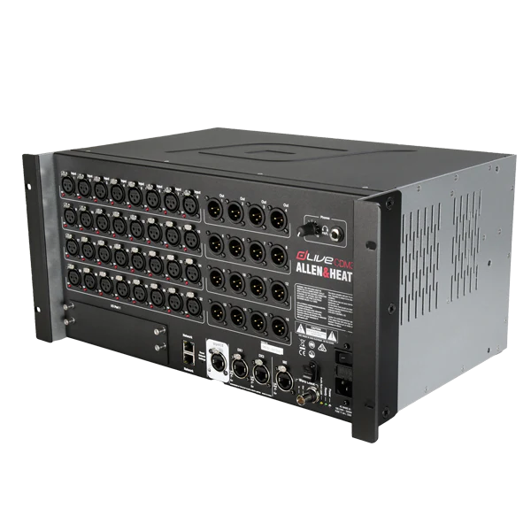 Standalone view of the Allen & Heath dLive CDM32 MixRack before packing
