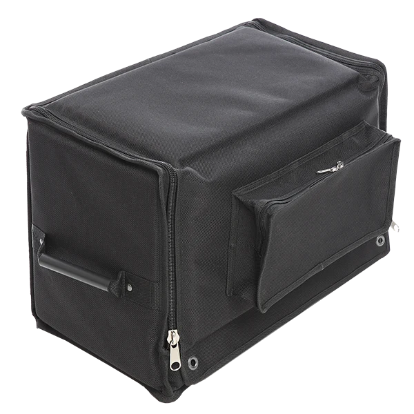 Front left perspective view of the 1500D Cordura 19" 2U rack bag