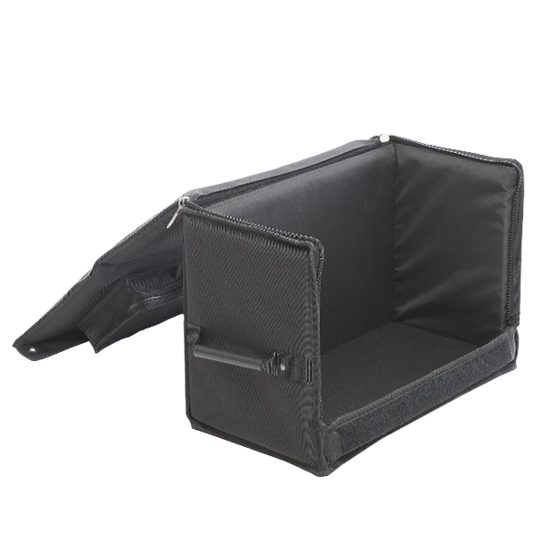 View of the open rack bag without the equipment, highlighting the 19" 2U rack rails and screw kits