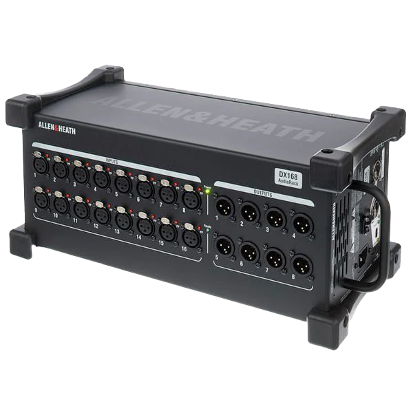 Standalone view of the Allen & Heath DX168 portable expander before packing