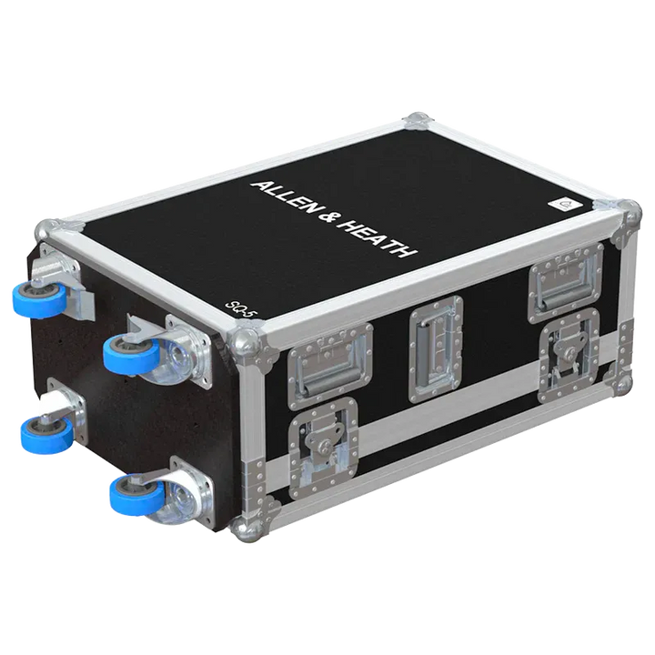 ALLEN & HEATH SQ 5 + DOG HOUSE - WHEELS LATERAL SIDE VIEW FLIGHT CASE