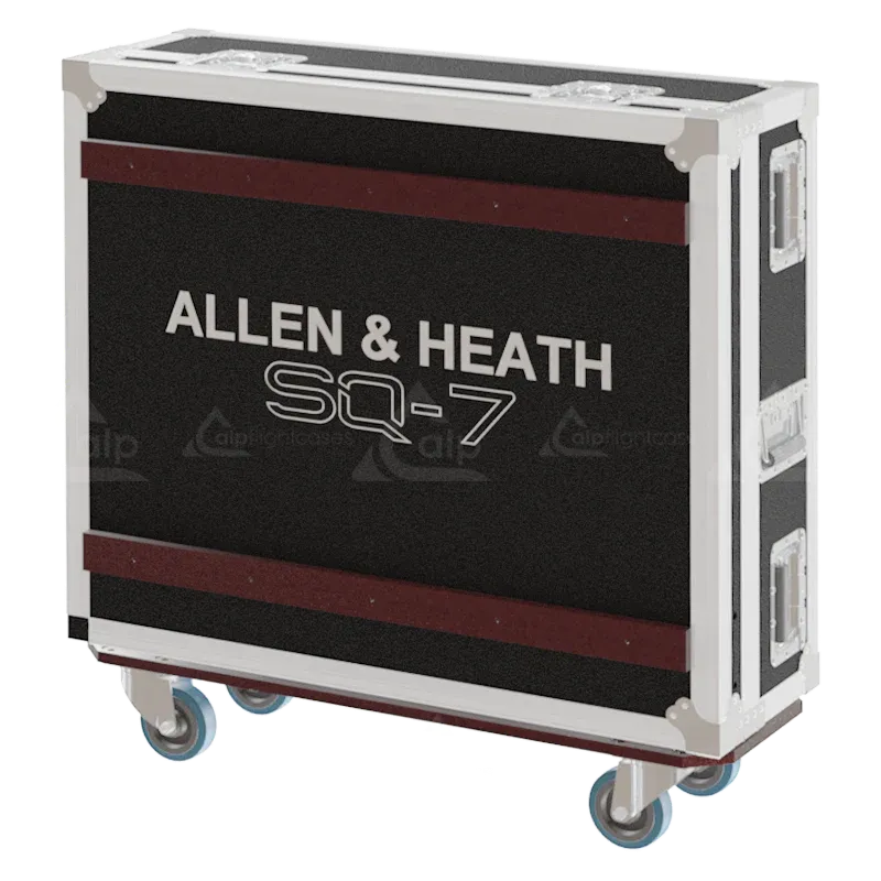 Allen & Heath SQ-7 Series III Case with Doghouse and Wheels backside lateral view flightcase