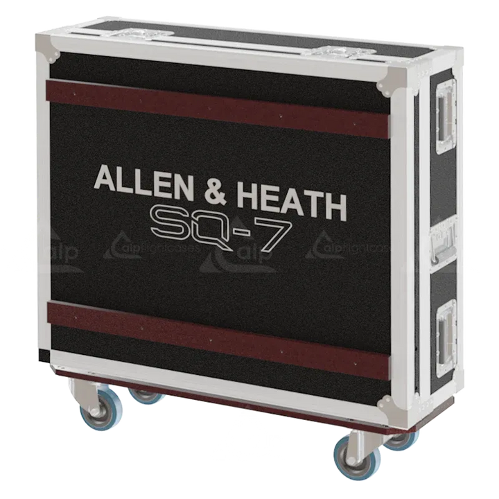 Allen & Heath SQ-7 Series III Case with Doghouse and Wheels backside lateral view flightcase
