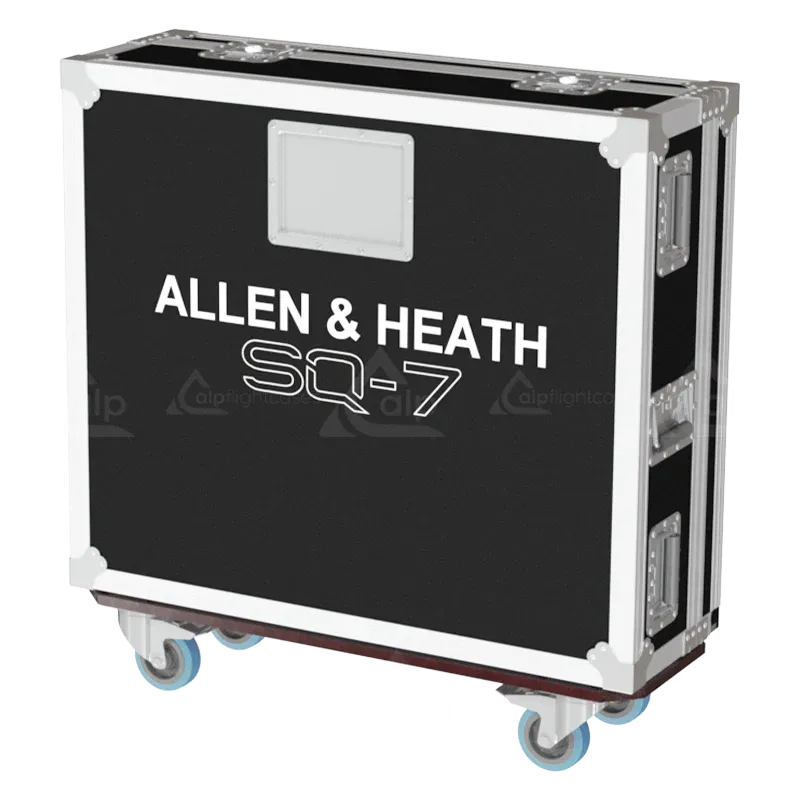 Allen & Heath SQ-7 Series III Case with Doghouse and Wheels lateral side view flight case